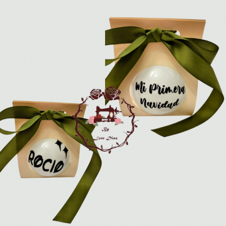 Bolas Mi Primera Navidad Color Blanco 8 cm con Caja