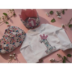 Conjunto de cumpleaños personalizado (camiseta + pantalón + corona)