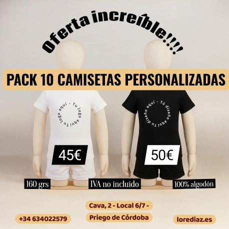 Pack 10 Camiseta algodón personalizada