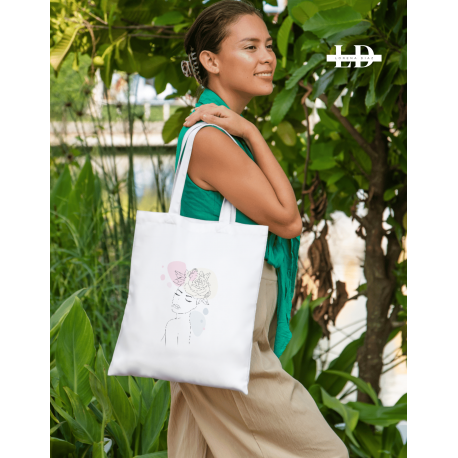 Tote Bag “Alma en Flor” – Bolsa de tela diseño floral minimalista