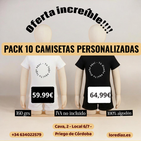 Pack 10 Camiseta algodón personalizada