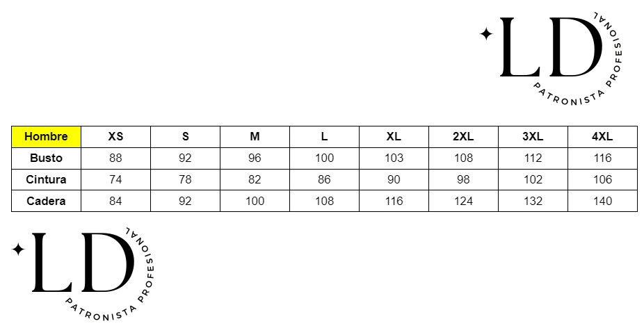 tabla de tallas de hombre