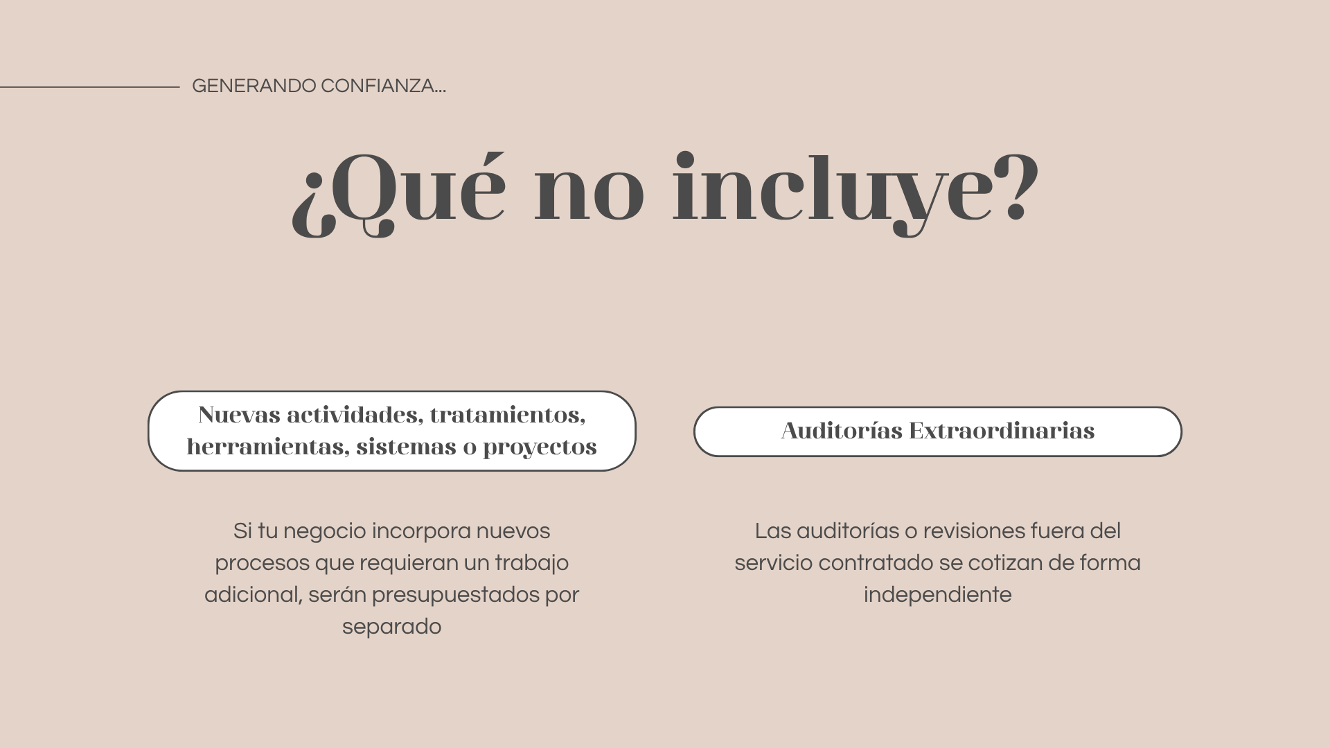 que no incluye el servicio RGDP